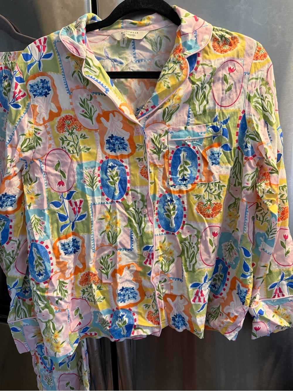 George Floral Patchwork Pajama Top in Pink, Blue, Yellow, Green, Orange Set